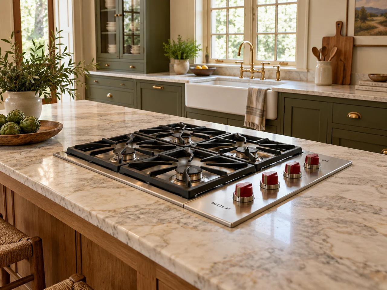 Illustration of a Wolf cooktop